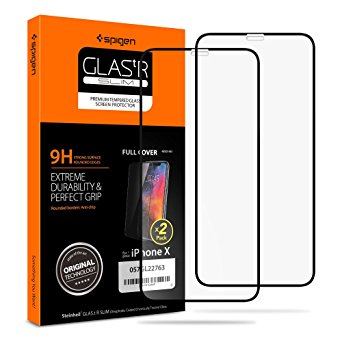 Spigen iPhone X Screen Protector [ Edge to Edge Protection ] Tempered Glass 2 Pack for Apple iPhone X (2017)