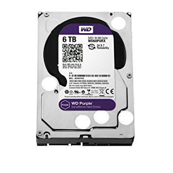 WD Purple 6TB Surveillance Hard Disk Drive - 5400 RPM Class SATA 6 Gb/s 64MB Cache 3.5 Inch - WD60PURX [Old Version]