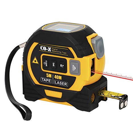 CO-Z 3 In 1 Digital Metric Laser Tape Measure, 5m Tape Measure 40m Laser Measure and 10m Cross Line, Laser Measuring Magnetic Tape with Laser Level, Electronic Tool Lazer Measurement for Long Distance