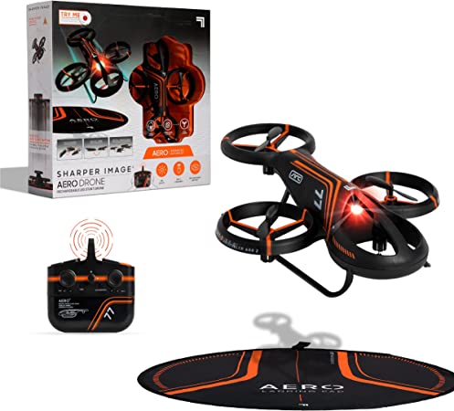 Sharper Image Rechargeable Aero Stunt Drone, Includes 9 Built-In Led Lights, Features Auto Landing, Age 14