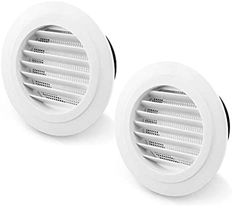 QWORK 4" Air Vent ABS Louver Grille Cover, with Built-in Fly Screen Mesh for Bathroom Office Home, 2 Pack