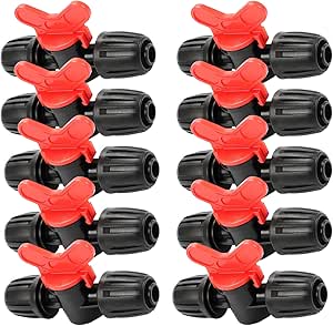 URANT 10Pcs Drip Switch Valve, In Line Barb Switch Valve for 1/2 Inch Drip Pipe (1/2" ID x0.64'' OD), Leak-Proof Direct Irrigation Component for Garden Systems