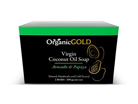 Coconut Oil Soap Natural and Organic with Avocado and Papaya - the Best Face and Body Cleanser and Deep Moisturizer - Brings Out Young Looking Radiant and Healthy Skin (Pack of 2)