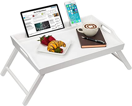LapGear Media Bed Tray with Phone Holder - Fits up to 17.3 Inch Laptops and Most Tablets - Soft White - Style No. 78104