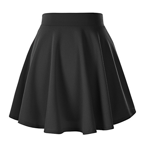 Urban CoCo Women's Basic Versatile Stretchy Flared Casual Mini Skater Skirt