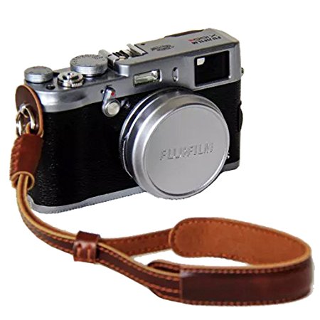 Clanmou A6300 RX100IV Camera Leather Hand Strap for Fujifilm X30 X100S Canon G5X G9X G7X Mark II Nikon J5 A900 Camcorder Camera Strap Dark Brown