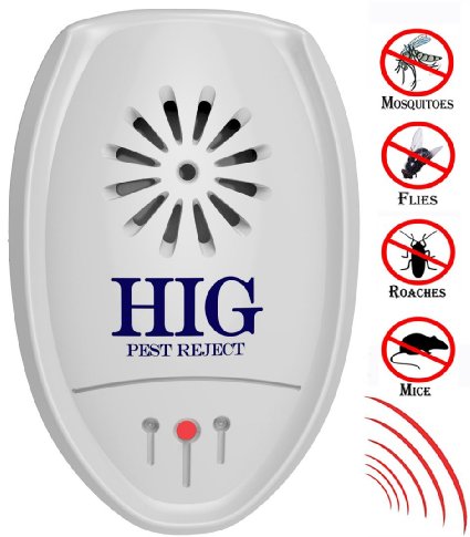 HIG Pest Repeller Ultrasonic Control Electronic Plug-in repels Mice,rats,ants,roaches,mosquitoes,spiders,fly & Other Insects - Home Pest Repellents