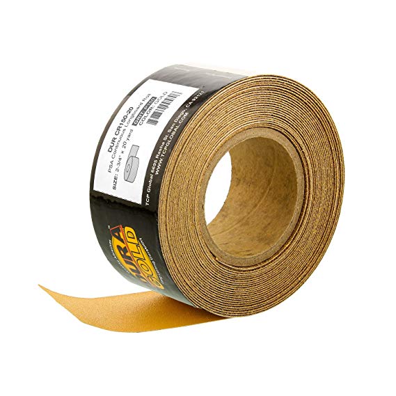 Dura-Gold - Premium - 150 Grit Gold - Longboard Continuous Roll 20 Yards Long by 2-3/4" Wide PSA Self Adhesive Stickyback Longboard Sandpaper for Automotive and Woodworking