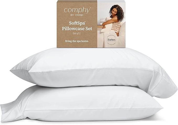 Comphy by Coop SoftSpa Pillowcase Set of 2, White Super Soft Pillow Cases King, Pillow Cases, Luxury Spa Quality Pillowcases, Hotel Pillow Cases, Breathable Pillow Case for Bed Pillows