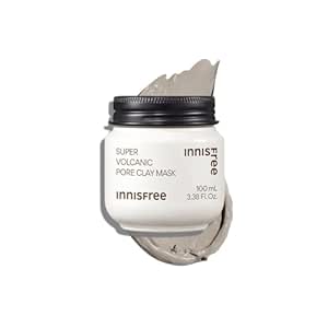 Innis_free Super Volcanic Pore Clay Mask 2X 100ml |With Triple exfoliation with Volcanic Clusters & AHA | All-in-one pore care mask | Oily & Combination Skin Type