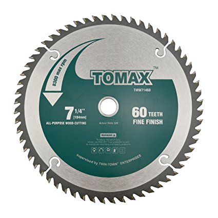 TOMAX 7-1/4-Inch 60 Tooth ATB Fine Finish Saw Blade with 5/8-Inch DMK Arbor