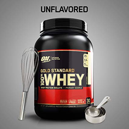 Optimum Nutrition Gold Standard 100% Whey Protein Powder, Unflavored, 2 Pound