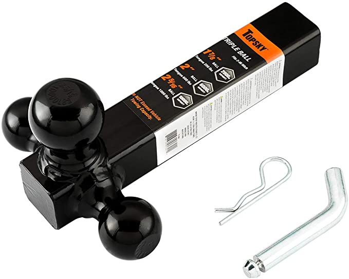 TOPSKY Trailer Hitch Trailer Ball Mount,1-7/8",2"&2-5/16" Hitch Ball, Hitch Pin, Black Ball,TS2005