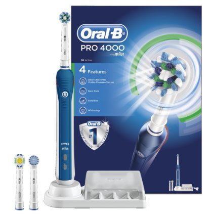 Oral-B Pro 4000 CrossAction Electric Rechargeable Toothbrush Powered by Braun