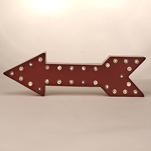 Glitzhome Battery Operated Marquee LED Lighted Arrow Sign, 15.98" by 5.04" by 5.04", Red