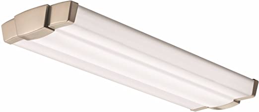 Lithonia Lighting FMLRETL 24IN 30K 80CRI BN LED Linear Flush Mount Light, 3000k, 25 watts, 2 foot, 2000 lumens, Bright White, Brushed Nickel