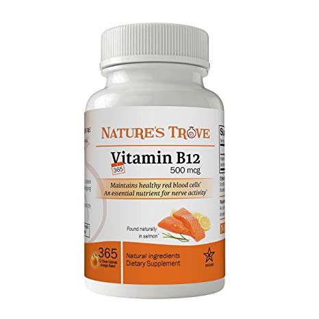 Vitamin B12 500 mcg by Nature's Trove - 365 EZ Chew Tablets Orange Flavor