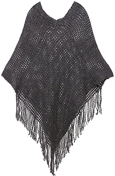 AshopZ Womens Soft Knit Shawl Wrap Fashion Tassel Edge Sweater with Sequins