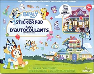 Bluey Repositionable Sticker Pad, Over 165 Bluey Stickers & 5 Play Scenes, Removable Stickers, Jumbo Sticker Pad, Bluey Toys for Kids Ages 3 & Up