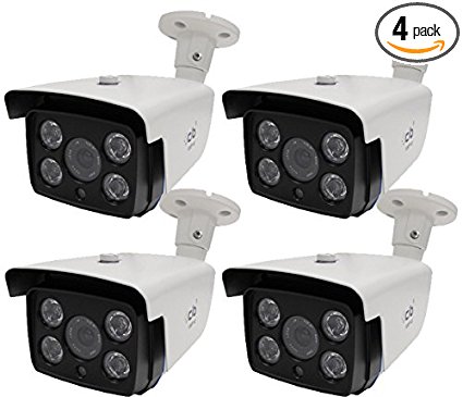 CIB 4 x True HD-TVI 1080P 2.1Megapixel HD Vandal Bullet Cameras, Long Range up to 150FT, BNC Connect Type. Connect to HD-TVI Security DVR System Only. --- T80P0856-150W-4