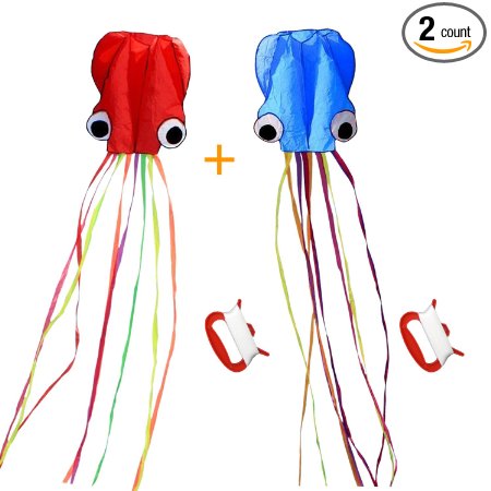 SINGARE Large Octopus Kite Long Tail Beautiful Easy Flyer Kites Beach Kites Good Toys for Kids and Adults