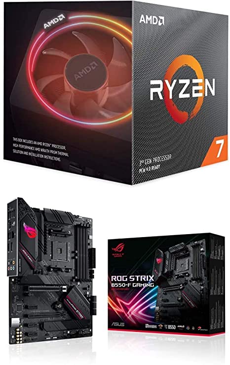 AMD Ryzen 7 3700X 8-Core, 16-Thread Unlocked Desktop Processor with Wraith Prism LED Cooler and ASUS ROG Strix B550-F Gaming AMD AM4 Zen 3 Ryzen 5000 & 3rd Gen Ryzen ATX Gaming Motherboard