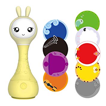 alilo Smarty Bunny Shake' n Rattle Musical Toy for Kid/Baby/Toddler with Color Identifier Yellow