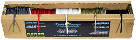 West Coast Paracord Variety Supplies Type III 550 Paracord Box Set – 100 Foot Spool of 5 Colors (Basic Camo, Iron, Neon, or Primary)