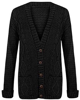 OgLuxe Women's Ladies Long Sleeve Pocket Cable Knit Chunky Cardigan Size 6-24