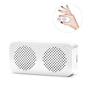 Tiny Tiny Speaker - JohnBee Mini Bluetooth Speakers Portable Wireless, Dual Speakers with Bass，Selfie Shutter Button, Built-in mic, TWS Technology Support 2 Audio Interconnection（White）