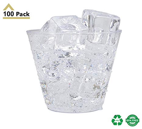 9oz Clear Plastic Cups 100-Count Disposable Party Cups/Old Fashioned Reusable Hard Plastic Tumblers For Drink, Snack, Appetizer & Dessert - Stock Your Home