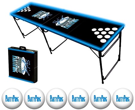 8-Foot Beer Pong Table w/ Optional Cup Holes, Glow Lights, & Bluetooth Speaker