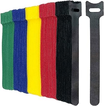 Oksdown 100 Pack 5 Color Reusable Cable Ties Multi Color Releasable Cable Straps Adjustable Hook and Loop Colorful Cable Wire Tidy for PC Cable Management