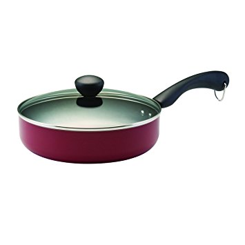 Farberware Dishwasher Safe Nonstick Covered Saute Pan, 2.75 quart, Red