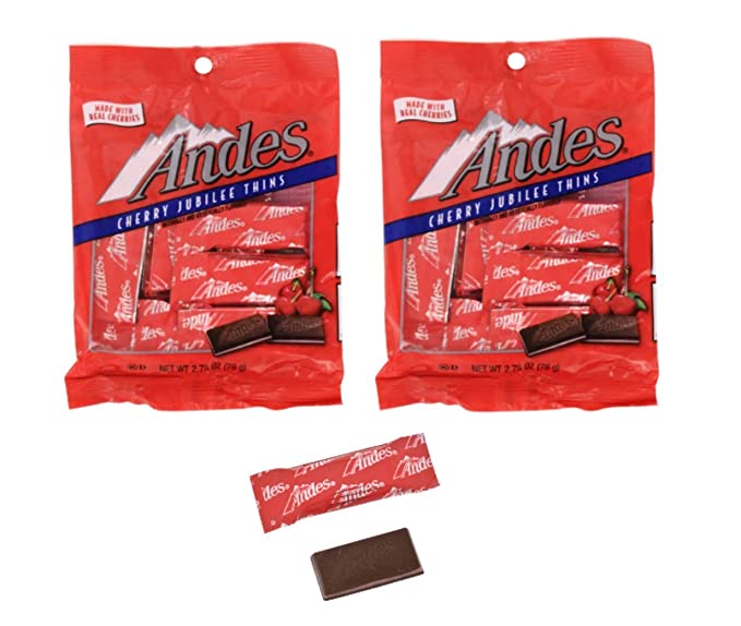 Andes Cherry Jubilee Chocolate Thins Candy by Maker of Beloved Chocolate Mints (2 Pack bundle, 2 x 2.75oz)