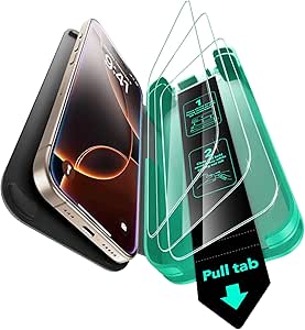 ESR 3 Packs for iPhone 16 Pro Screen Protector, Bubble- and Dust-Free, 9H  Tempered Glass, Military Grade Shatterproof Protection, Durable with Updated Easy Installation Tool