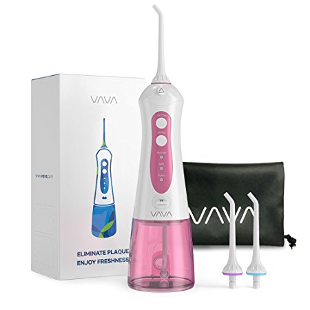 VAVA Water Flosser Professional Cordless Dental Oral Irrigator, Portable and Rechargeable IPX7 Waterproof 3 Modes Water Flossing with Easy-to-Clean Water Reservoir, Anti Leakage Design, Pink