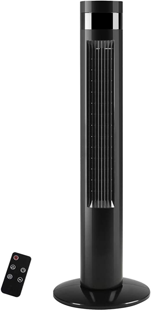 R.W.FLAME Tower Fan, Oscillation fan with Remote Control, Standing fan for office, 3 Wind Modes,Time Settings, Portable Bladeless Floor Fans for Home with Children/Pets/Elders(35", Black)