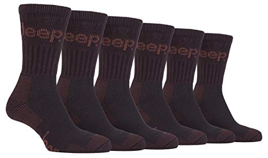 6 Pairs Of Mens Jeep Terrain cushion sole walking Hiking Socks 6-11 uk, 39-45 eur
