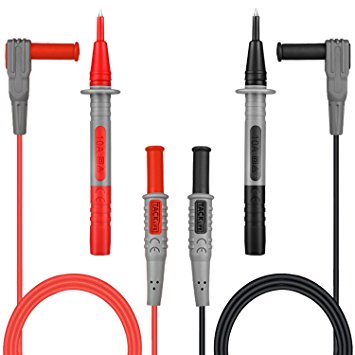 Electronic Test Leads Kit, Digital Multimeter Leads with Protective Cover Replaceable Test Meter & Clamp Meter Probes Tips Set of 4-Pieces, Tacklife MELT02