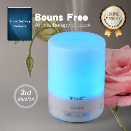 Essential Oil Diffuser 300ml 3rd Version Aromatherapy Humidifier Cool Mist Aroma Ebooks Included Long Lasting with 4 Timer Settings7 Color LED Lights for Bedroom Kids RoomSpaBaby