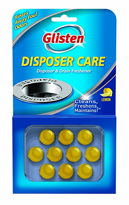 Glisten DPLM12T Disposer Care Disposer and Drain Freshener-0.81 Fluid Ounces-Lemon Scented Disposal Odor Remover (3 Pack)