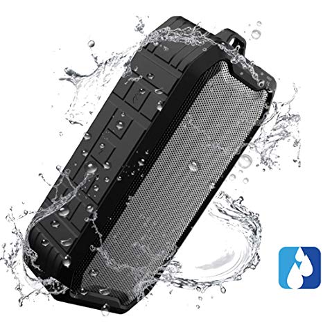 HIBRO Portable Bluetooth Speakers Outdoor Waterproof IPX7 Wireless Shower Speakers,8 Hours Playtime Mic,3D Stereo Pairing Sound,Camping,Beach, Outdoor Sports, Pool Party (Black)