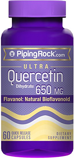 Piping Rock Ultra Quercetin Dihydrate 650 mg 60 Quick Release Capsules Flavanol Natural Bioflavonoid