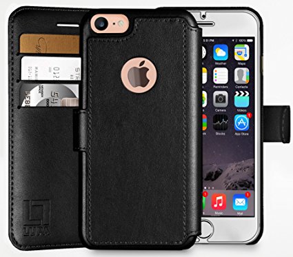 iPhone 7 Wallet Case | Durable and Slim | Lightweight with Classic Design & Ultra-Strong Magnetic Closure | Faux Leather| Black | Apple 7 (4.7 in)
