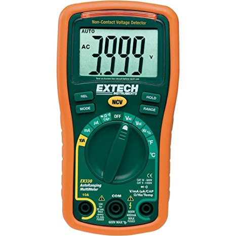 Extech EX330 Autoranging Mini Multi-Meter with Built In Thermometer with Type K Remote Probe