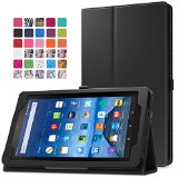 MoKo Fire 7 2015 Case - Slim Folding Cover for Amazon Fire Tablet 7 inch Display - 5th Generation 2015 Release Only BLACK