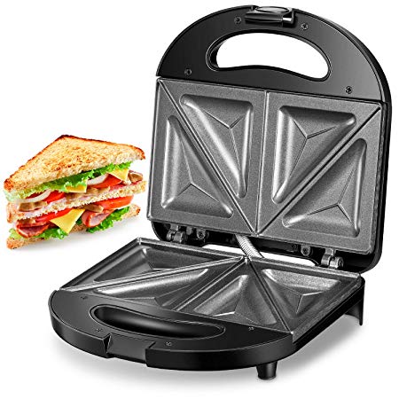 Kealive Sandwich Maker, Sandwich Toaster 750-Watts, Sandwich Press with Non-stick Coating, LED Indicator Lights, Black