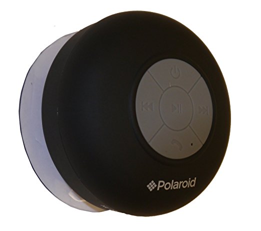 Polaroid Bluetooth Wireless Shower Speaker, Portable & Rechargeable System (Black)
