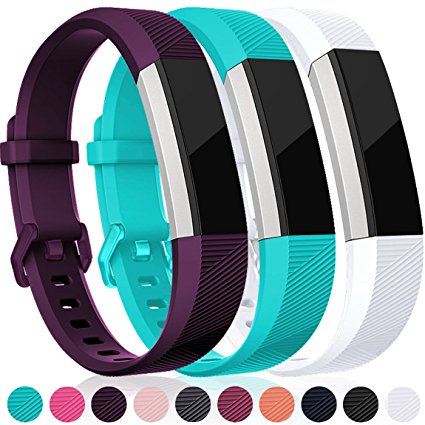 Maledan For Fitbit Alta Bands and Alta HR Bands, Adjustable Replacement Accessories Wristbands for Fitbit Alta and Fitbit Alta HR(3 Pack), New Shiny Colors Women Men Large Small